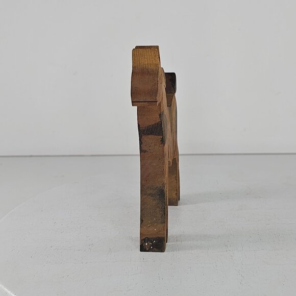 Wooden Goat Figurine Rustic Handcrafted Farmhouse Decor - Picture 3 of 8